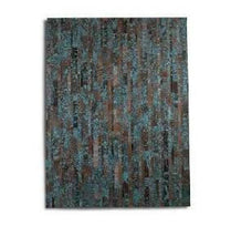 DEKOLAND - Stripes Rug Brown and Floral Turquoise